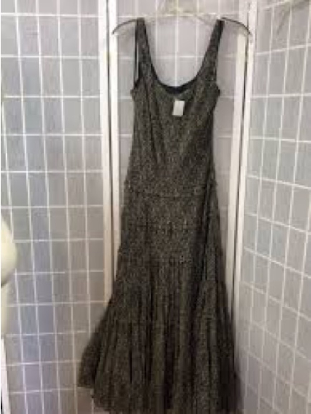 Jones New York Black Textured Sleeveless Tiered Maxi Dress